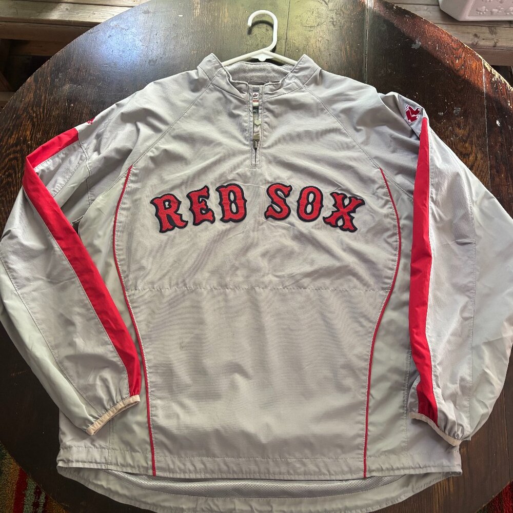 Boston Red Sox Gray and Red Pullover Utility Jacket